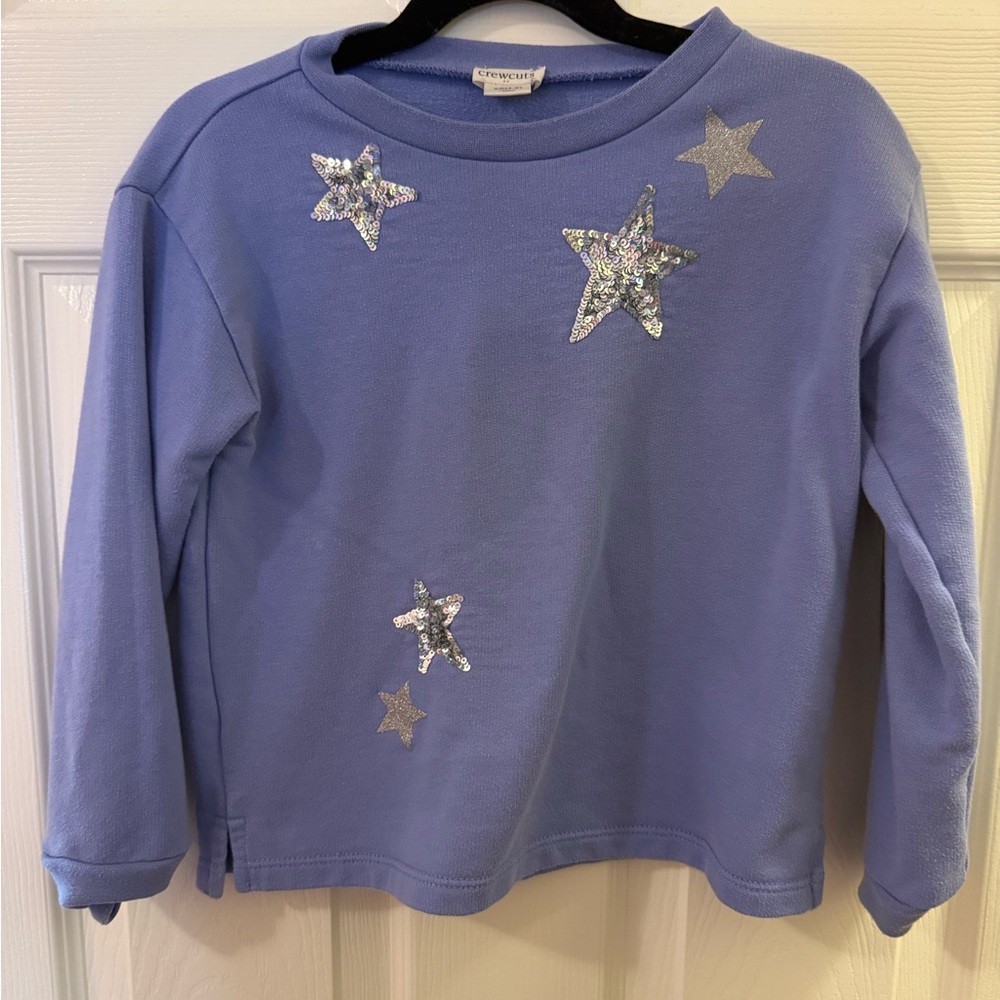 Crewcuts Purple Silver Star Long Sleeve Crew
